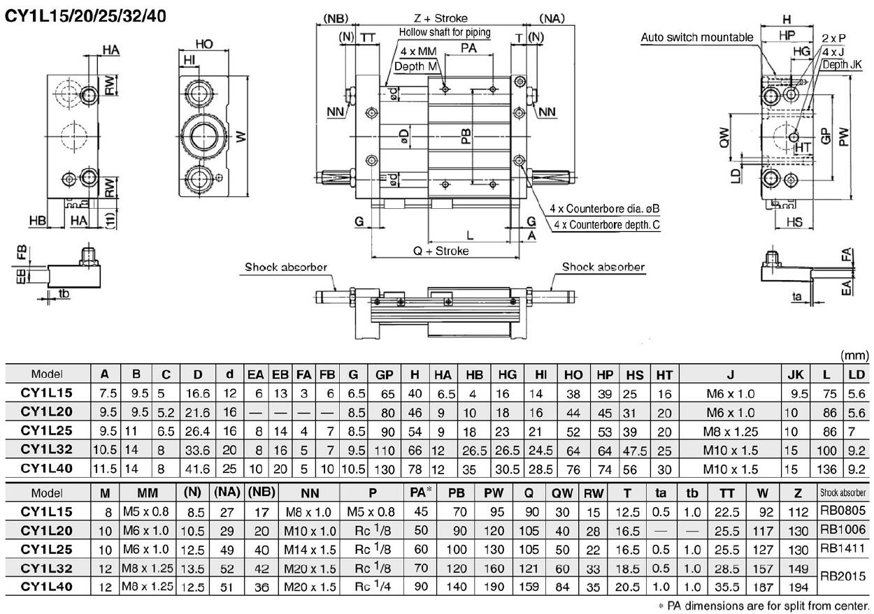 drawing dimension CY1L RMTL rodless pneumatic cylinder (1).jpg