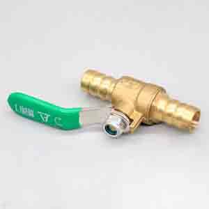 Handle ball valve with double barb connector 